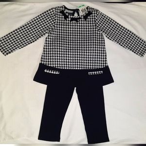 NWT 12mo & 18mo AVAIL First Impressions Houndstooth Shirt & leggings 2 pc SET